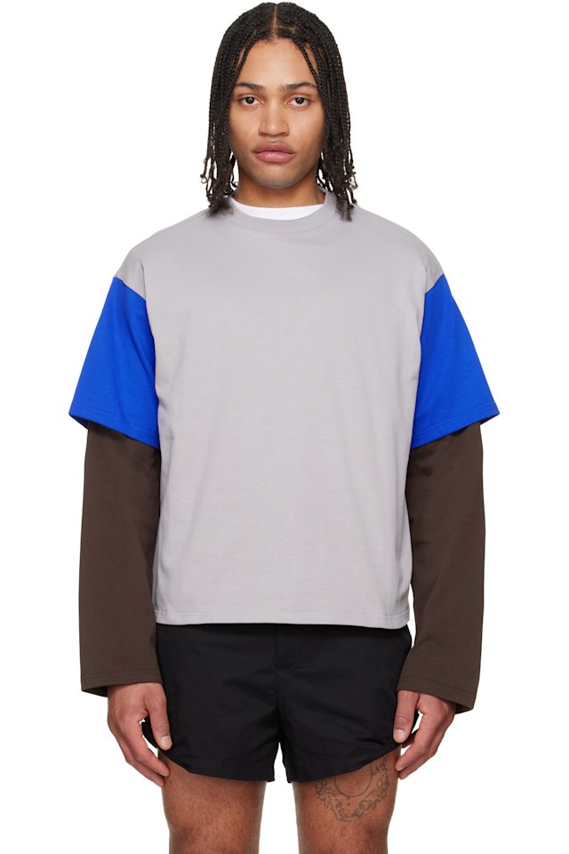 LII — Gray Contrast Sleeve T-shirt