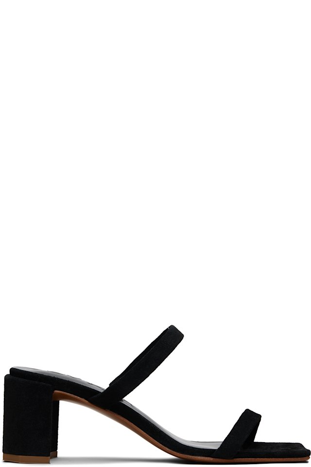 BY FAR — Black Tanya Heeled Sandals