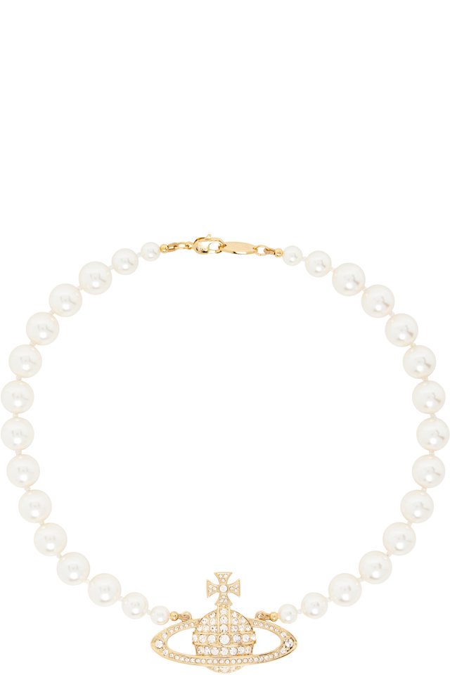 Vivienne Westwood — One Row Bas Relief Faux-Pearl Necklace