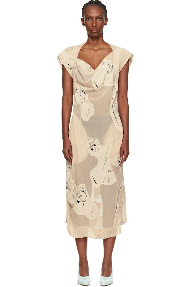 Vivienne Westwood — Off-White Printed Veil Crepe Ionian Midi Dress