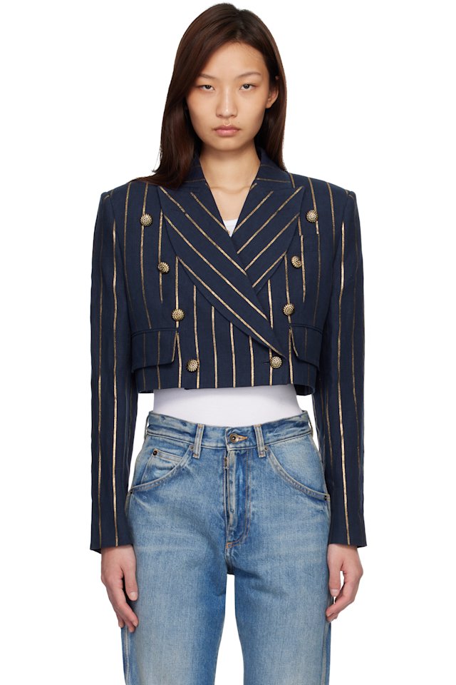 Vivienne Westwood — Navy Long Sleeve Cut Off Blazer