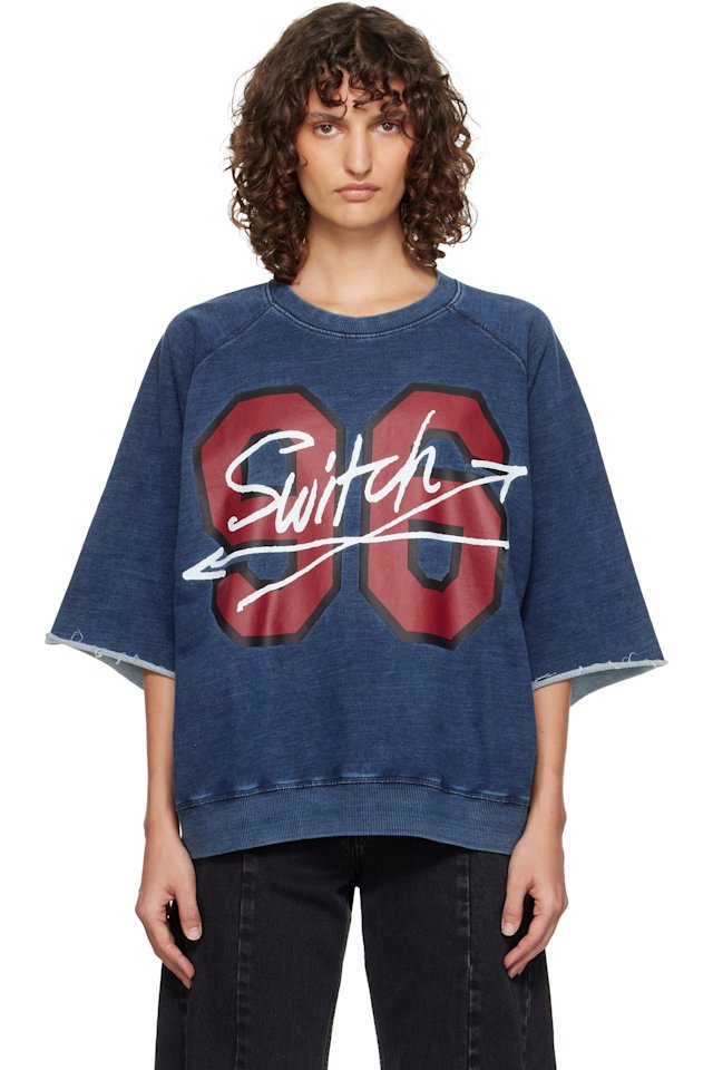 Vivienne Westwood — Navy Washed '96 Switch' S/S Raglan Sweatshirt