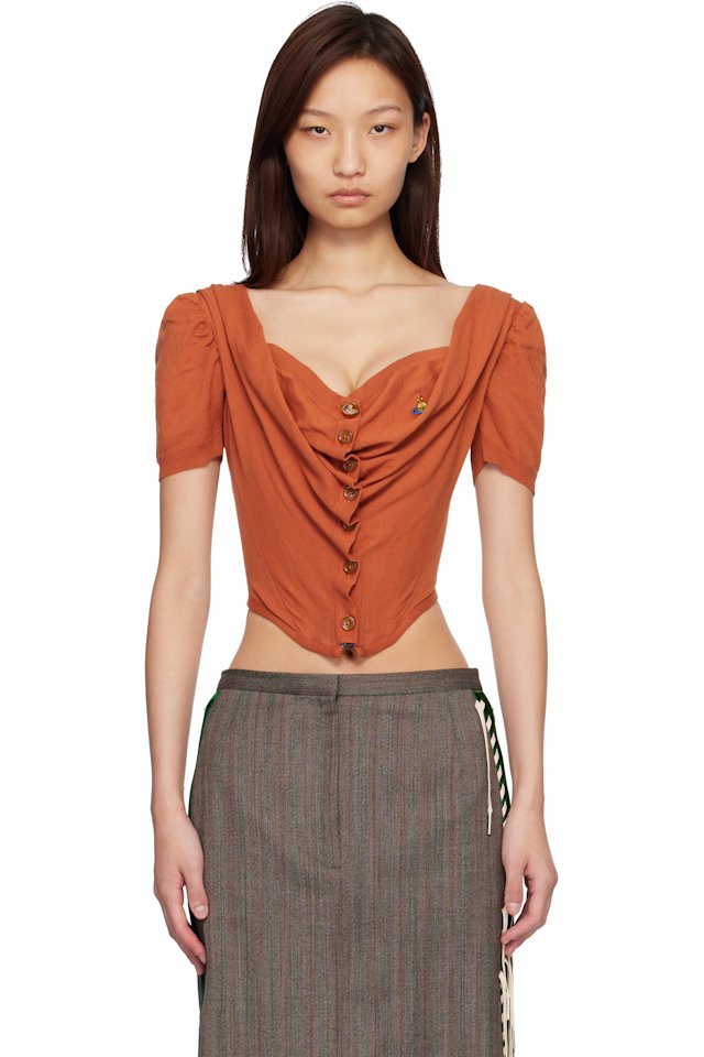 Vivienne Westwood — Orange Bea Corset Cardigan Blouse