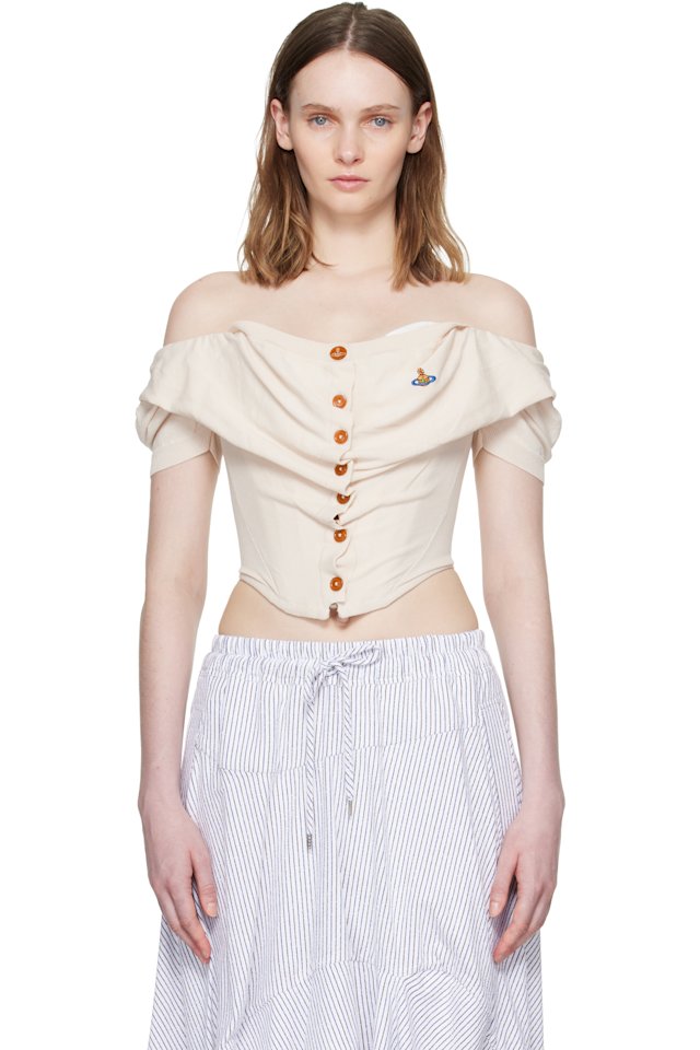 Vivienne Westwood — Off-White Short Sleeve Bea Corset Cardigan Blouse