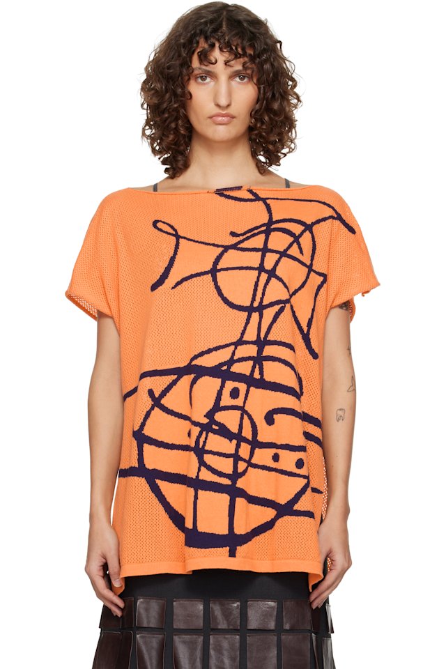 Vivienne Westwood — Orange Beach Top Graffiti Orb Cover-Up Top