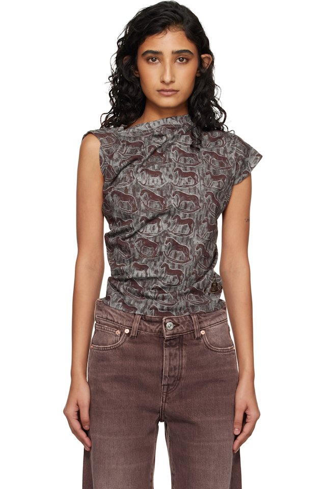 Vivienne Westwood — Burgundy & Gray Hebo T-shirt