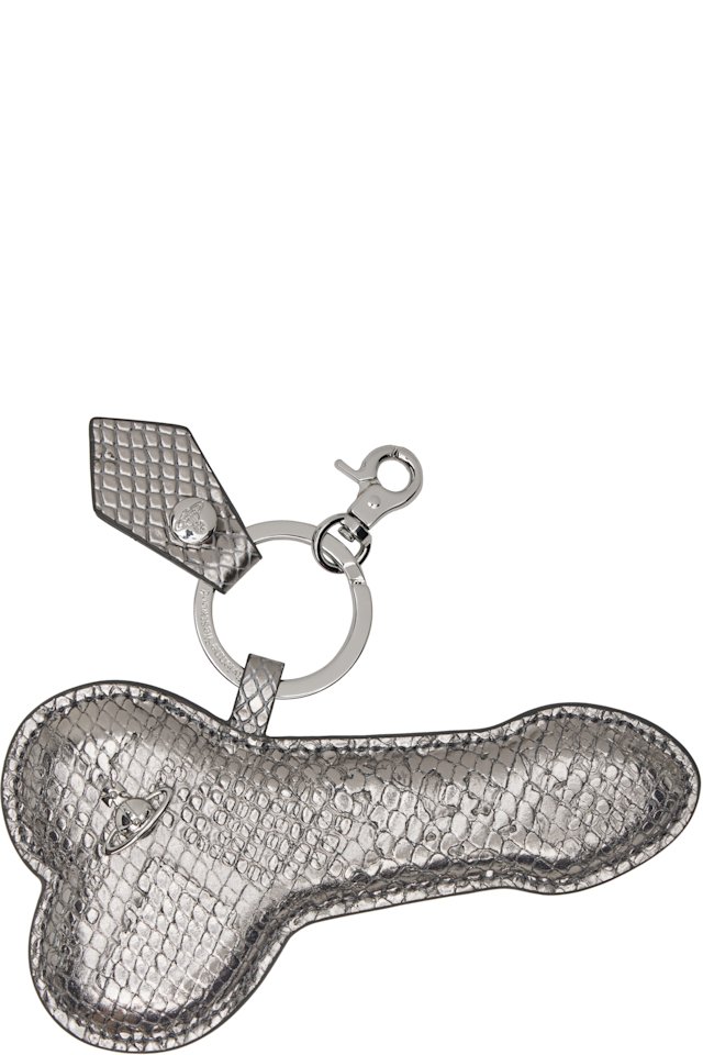 Vivienne Westwood — Silver Snake Embossed 'Penis' Keychain