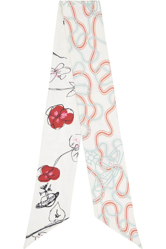 Vivienne Westwood — Multicolor Flower & Orb Twilly Scarf