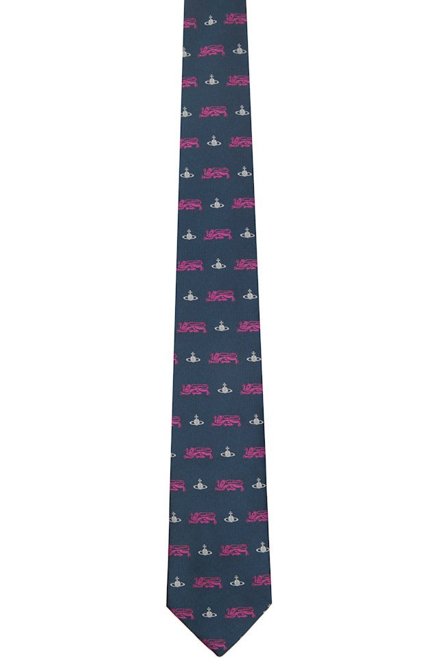 Vivienne Westwood — Navy 8.5cm 'Lion' Tie