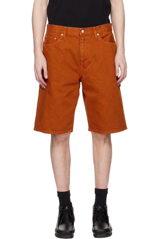 vowels — Orange Overdyed Painter Shorts