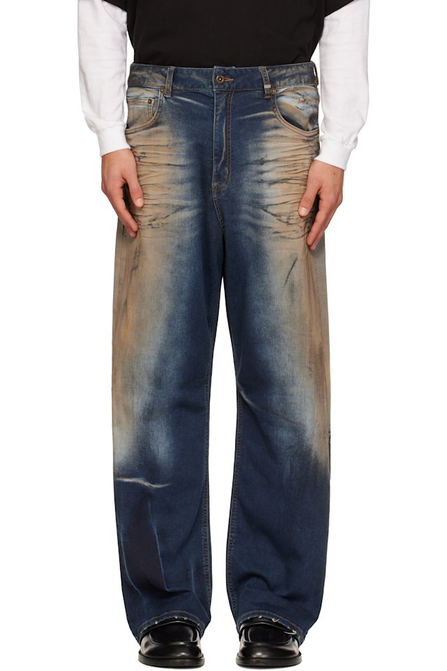 We11done — Blue Loose-Fit Dirty Jeans