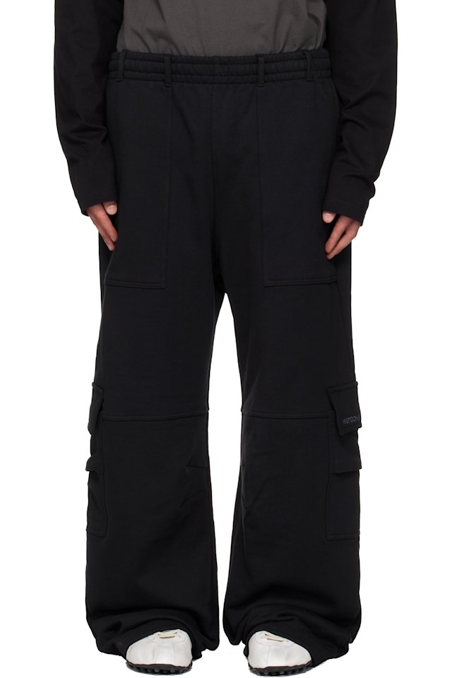 We11done — Black Curved Jersey Cargo Pants