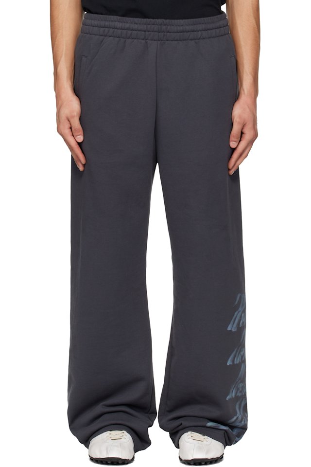 We11done — Gray 'WE11DONE' Multi-Logo Sweatpants