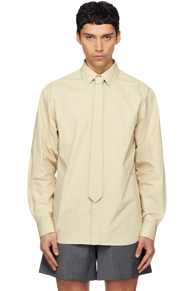 We11done — Beige Solid Tie Shirt