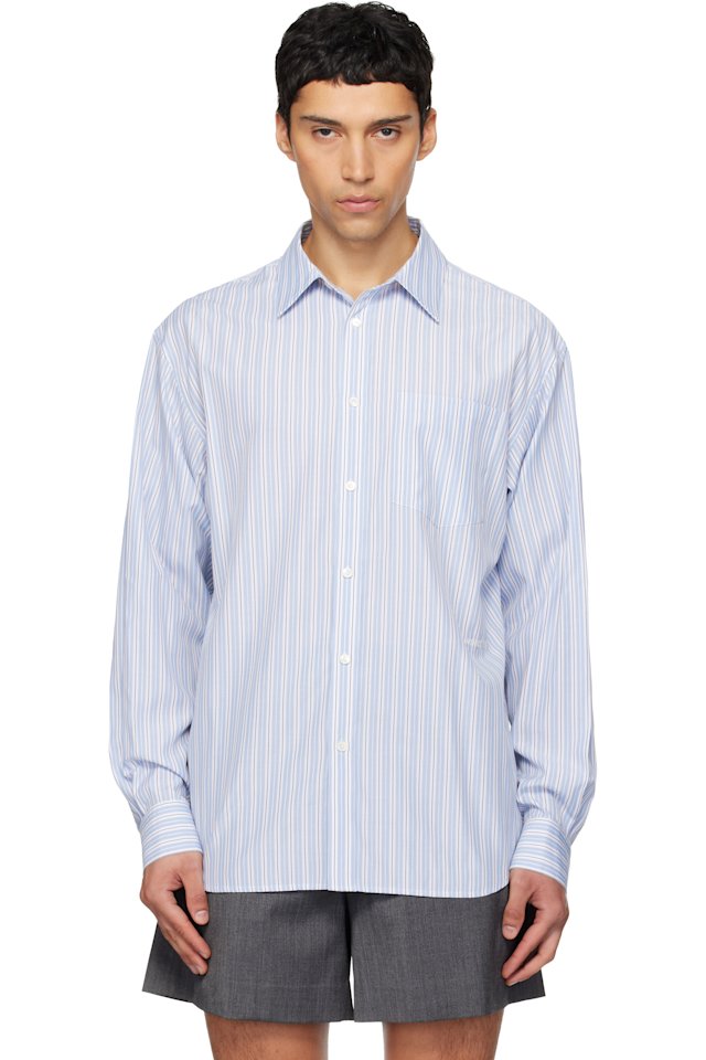 We11done — Blue Striped Basic Shirt