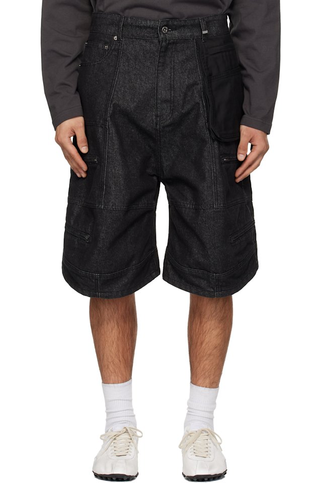 We11done — Black Carpenter Denim Shorts