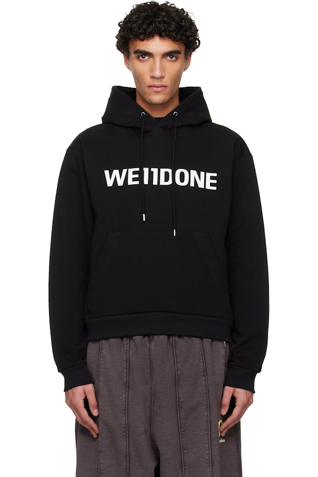 We11done — Black Basic Logo Fitted Hoodie