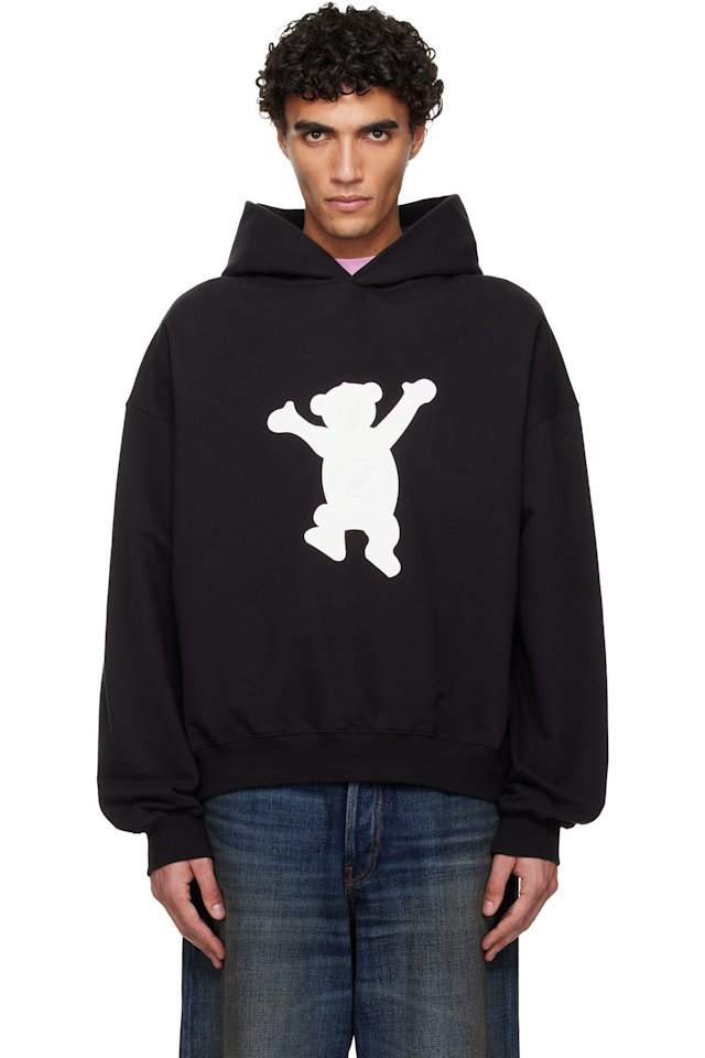 We11done — Black New Teddy Logo Hoodie