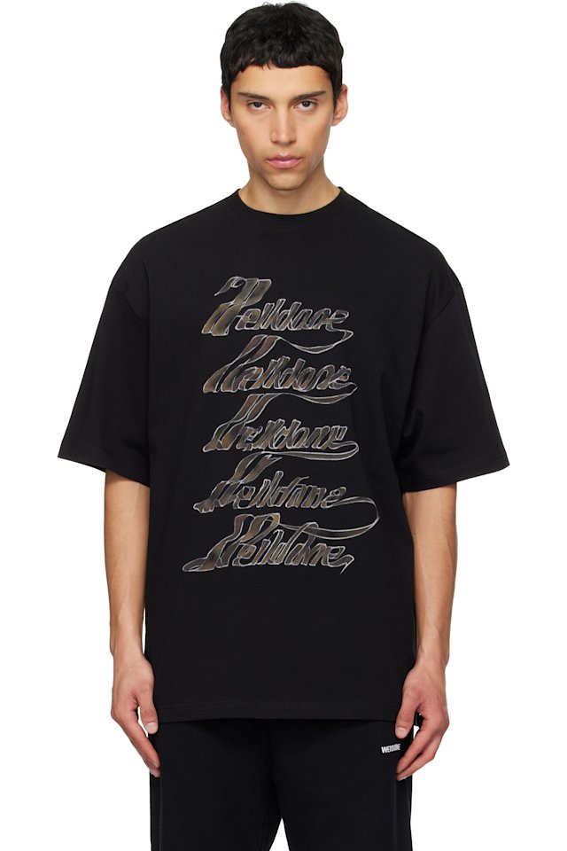 We11done — Black 'WE11DONE' Multi Logo T-shirt