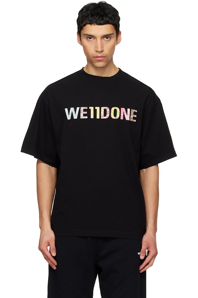 We11done — Black 'WE11DONE' Patchwork T-shirt