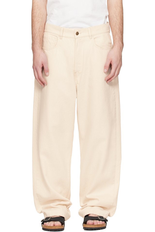 Merz b. Schwanen — Off-White 1930s Cotton Twill 5-Pocket Trousers