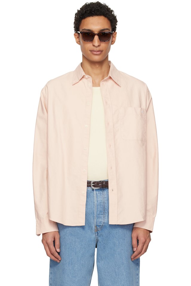 Merz b. Schwanen — Pink Button-Down Cotton Oxford Long Sleeve Shirt