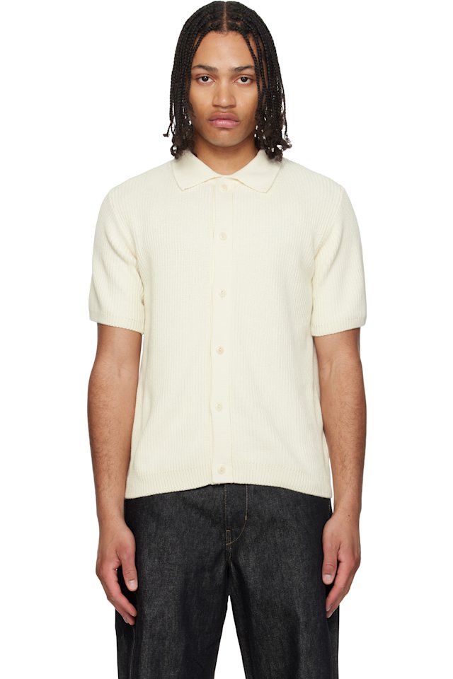 Merz b. Schwanen — Off-White 1961 Ribbed Cotton Knit Shirt