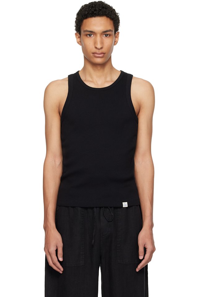 Merz b. Schwanen — Black Iconic Ribbed Cotton Tank Top