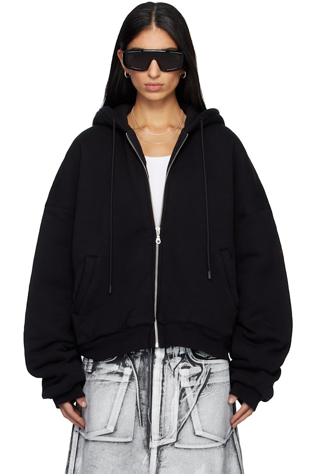 LU'U DAN — SSENSE Exclusive Black Wadded Hoodie