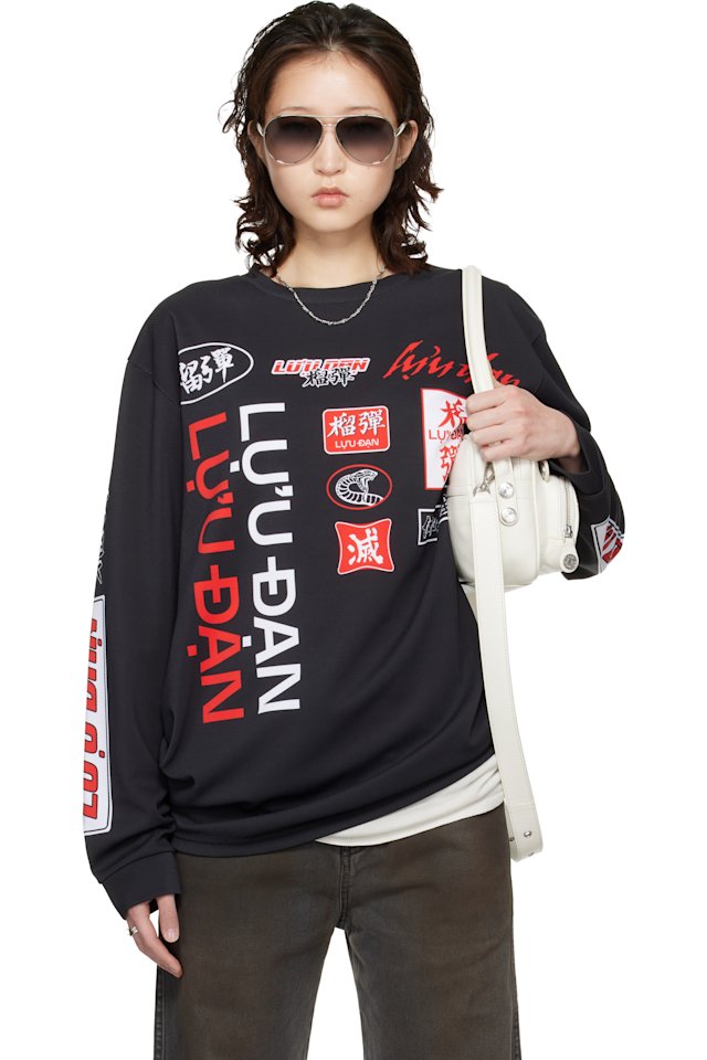 LU'U DAN — Black Oversized Long Sleeve T-shirt