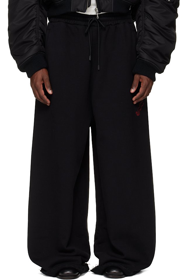 LU'U DAN — SSENSE Exclusive Black Raw-Cut Bontan Lounge Pants