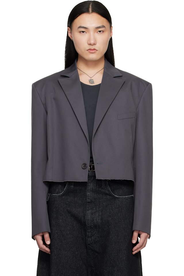 LU'U DAN — Gray Slashed Blazer