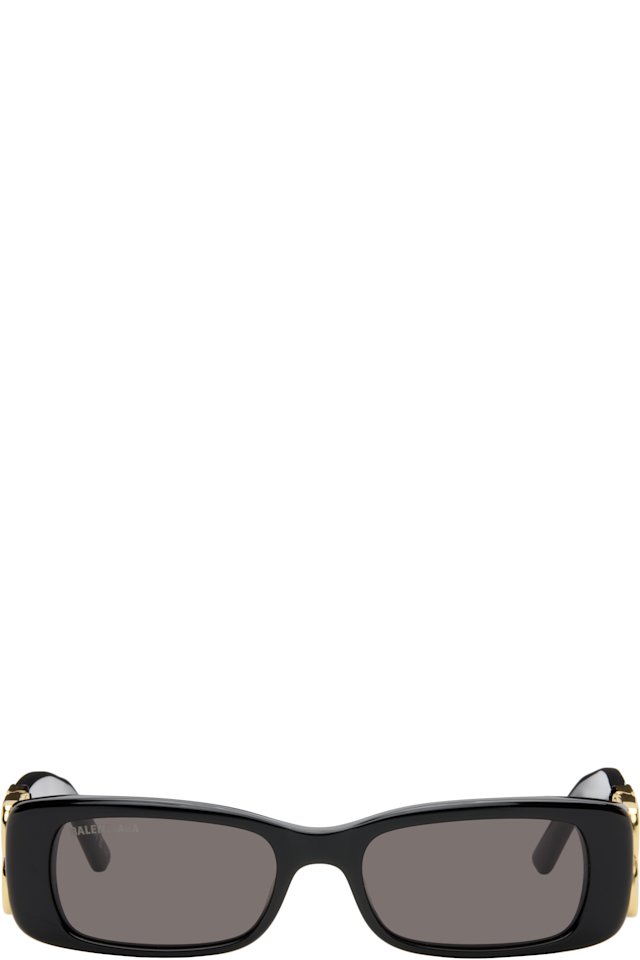 Balenciaga — Black Dynasty Rectangle Sunglasses