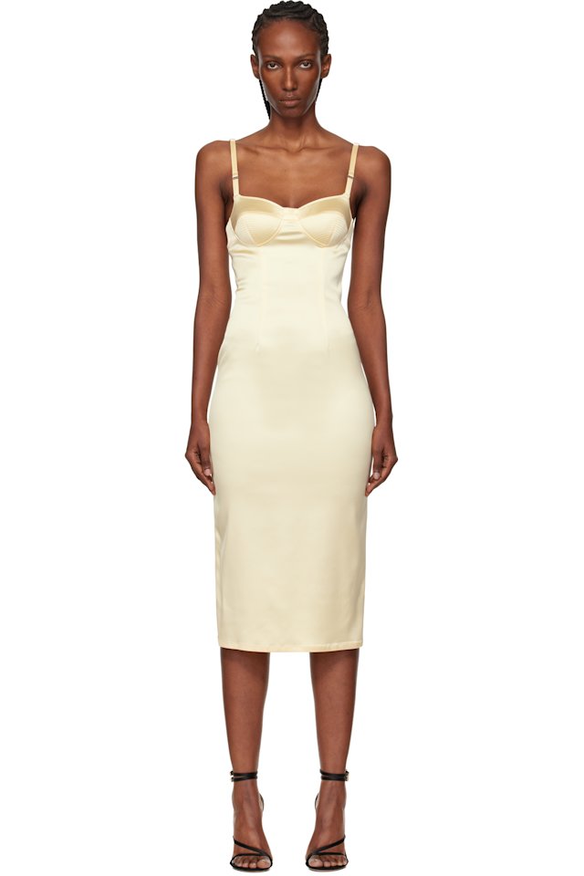Mugler — Yellow Lingerie Midi Dress