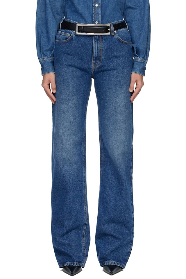 Mugler — Blue Five Pocket Straight Denim Jeans