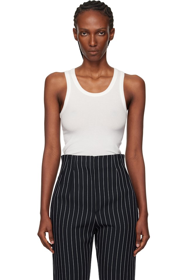 Mugler — White Ribbed Tank Top