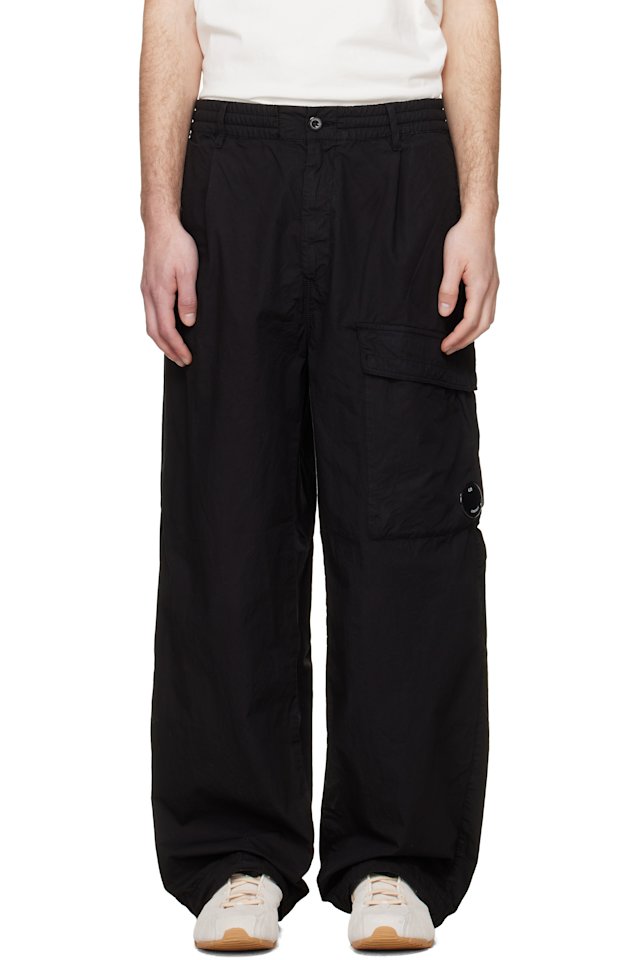 C.P. Company — Black Micro-Reps Boxy Leg Pocket Lens Pants