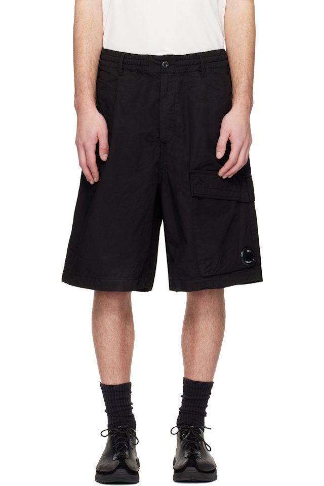 C.P. Company — Black Micro-Reps Boxy Lens Shorts
