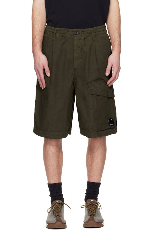 C.P. Company — Khaki Micro-Reps Boxy Lens Shorts