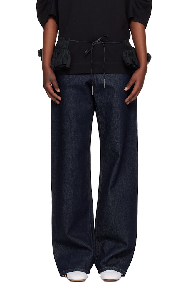 Dries Van Noten — Black Ruffled Cotton Waist Belt