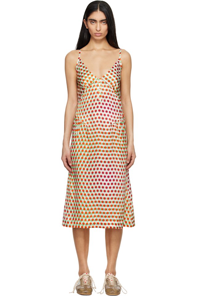 Dries Van Noten — Off-White Silk Slip Midi Dress