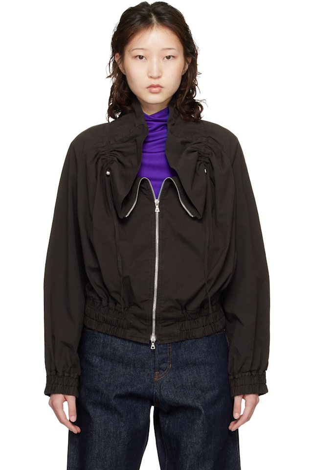 Dries Van Noten — Brown Cocoon Bomber Jacket