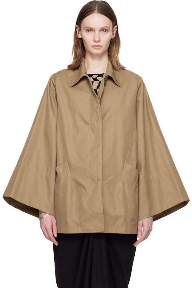 Dries Van Noten — Beige Wide Sleeve Coat