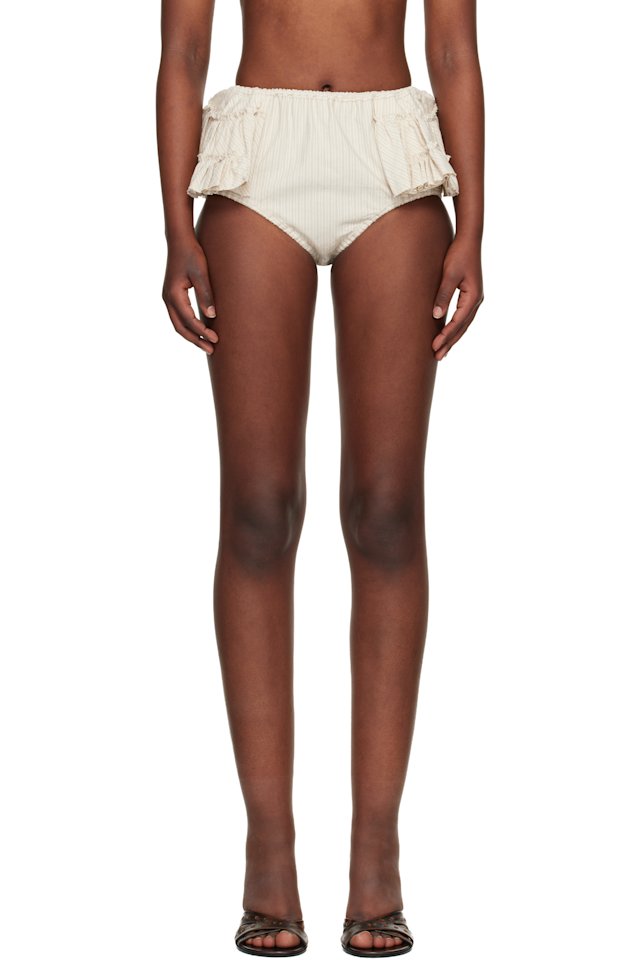 Dries Van Noten — Beige Ruffled Briefs