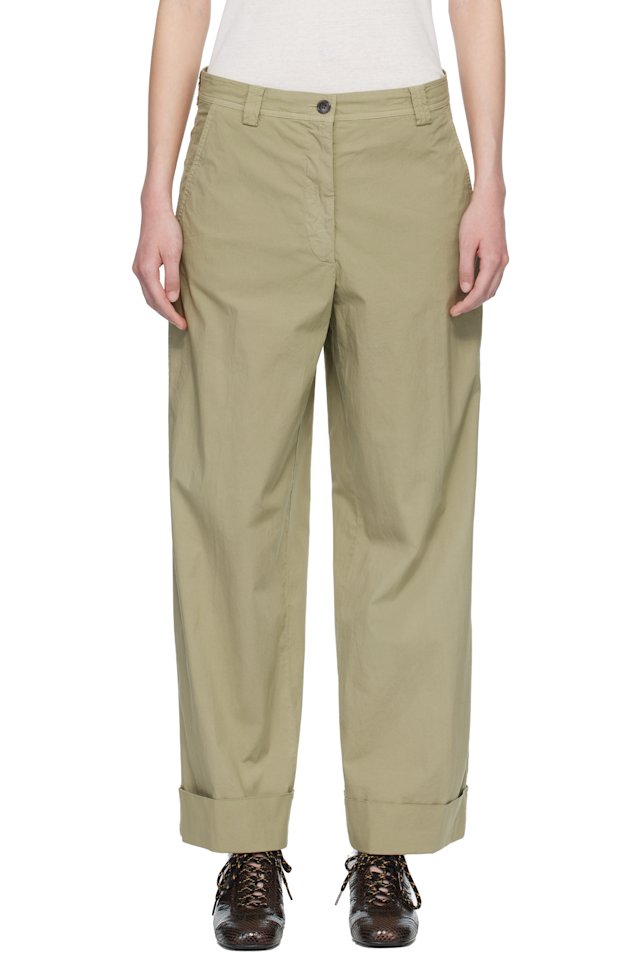 Dries Van Noten — Beige Stretch Cotton Trousers