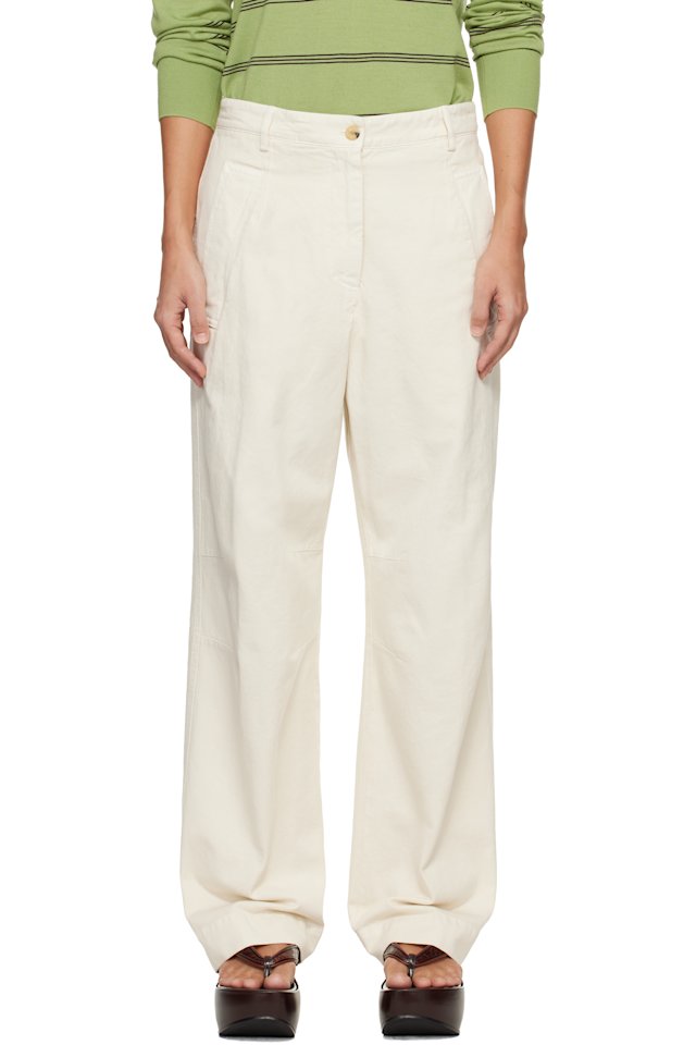 Dries Van Noten — Off-White Loose Fit Workwear Trousers