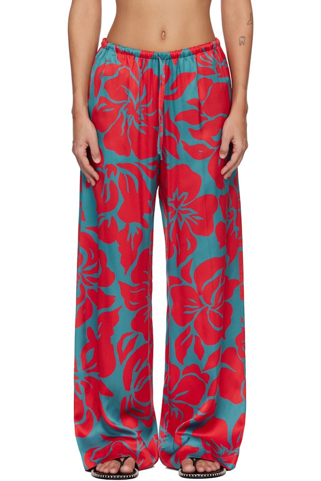 Dries Van Noten — Red & Blue Elasticated Trousers
