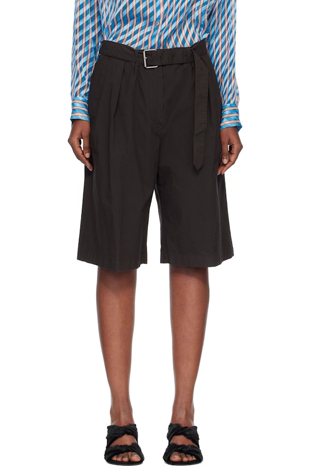 Dries Van Noten — Brown Belted Shorts