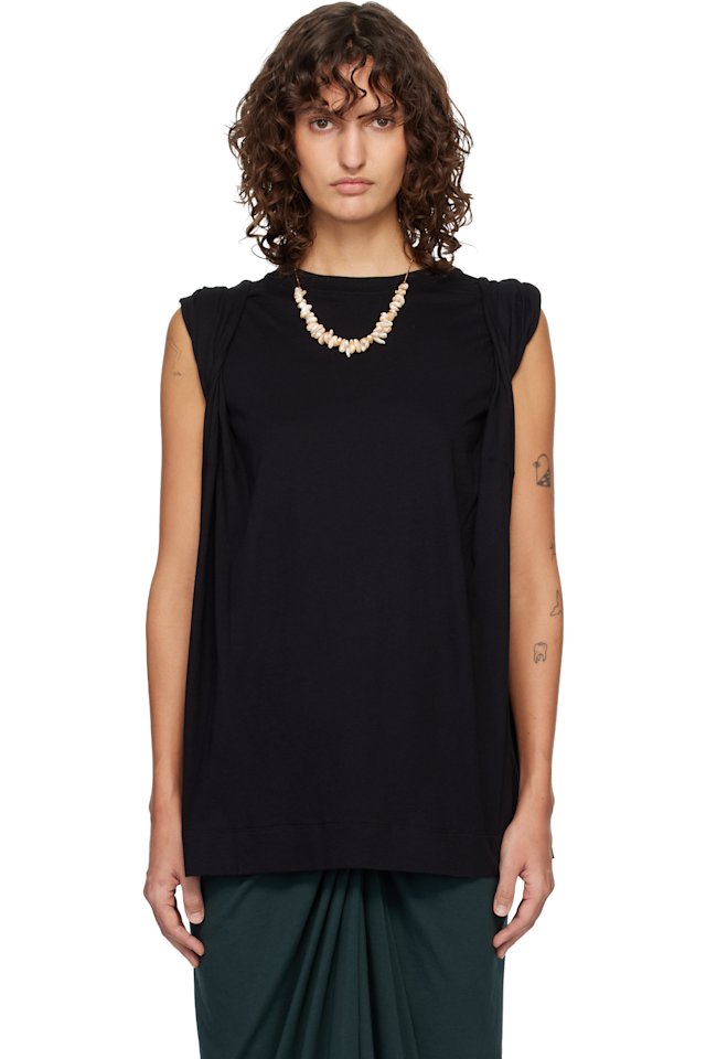 Dries Van Noten — Black Loose Sleeveless T-shirt