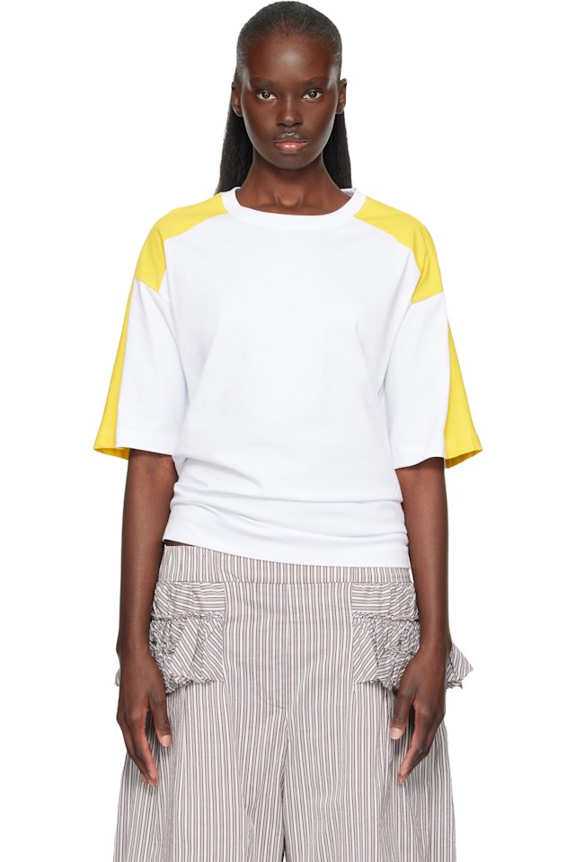 Dries Van Noten — White & Yellow Loose Fit T-shirt
